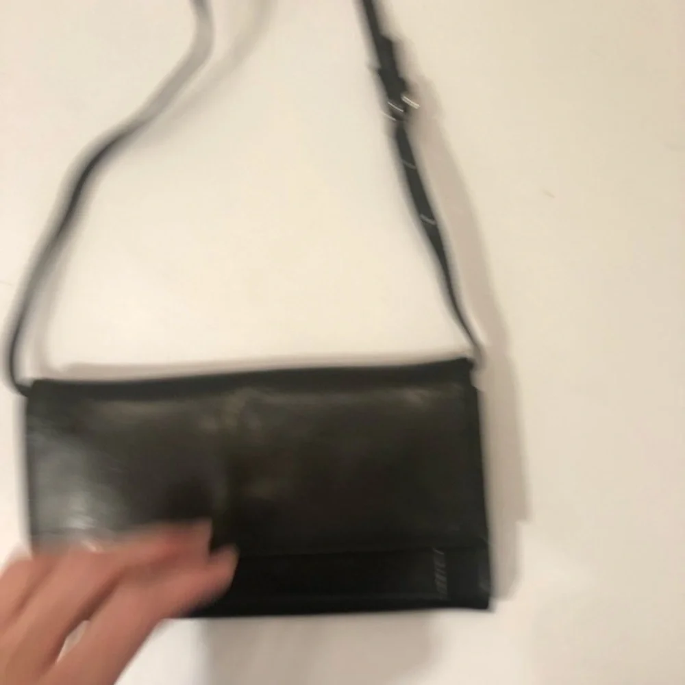 J. Crew black leather organizer bag